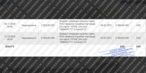 Поверенення 12 лютого 2021 – 8500 USD та 461090 гривень з LBLV