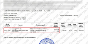 Поверенення (чарджбек) 01 листопада 2021 – 5000 USD з Vlom